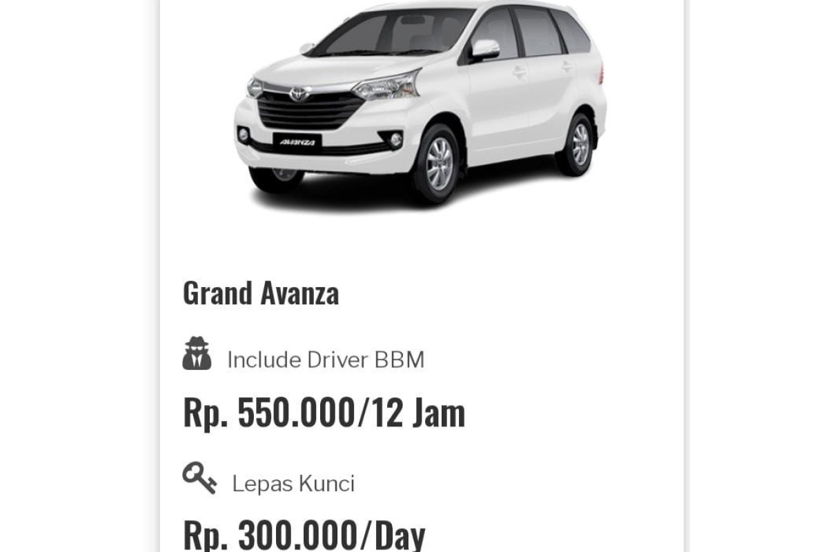 Rental grand Avanza  Jogja
