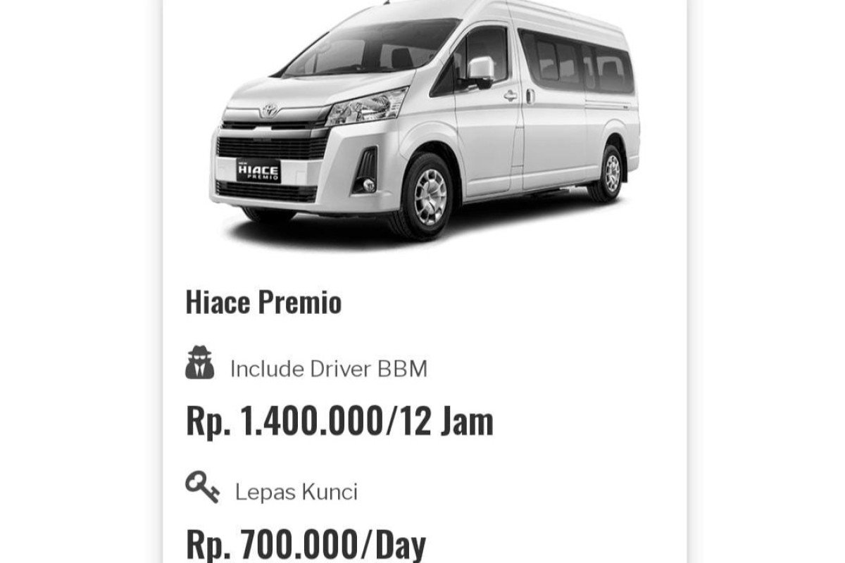 Rental hiace Premio Jogja